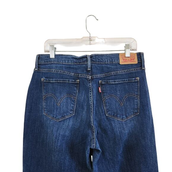 Levi's 505 Mid Rise Straight Leg Jeans Pockets Dark Wash Blue Denim Size 31 - Picture 6 of 9